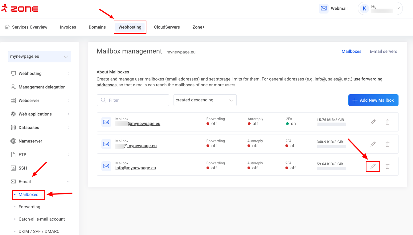 Password Zone Changing the e-mail password - Zone Support